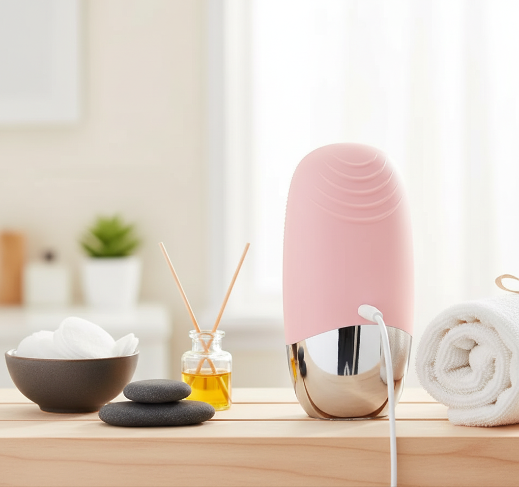 Silicone electric face cleansing brush deep clean pores 
skincare tool glow ritual GLOWRIUS beauty