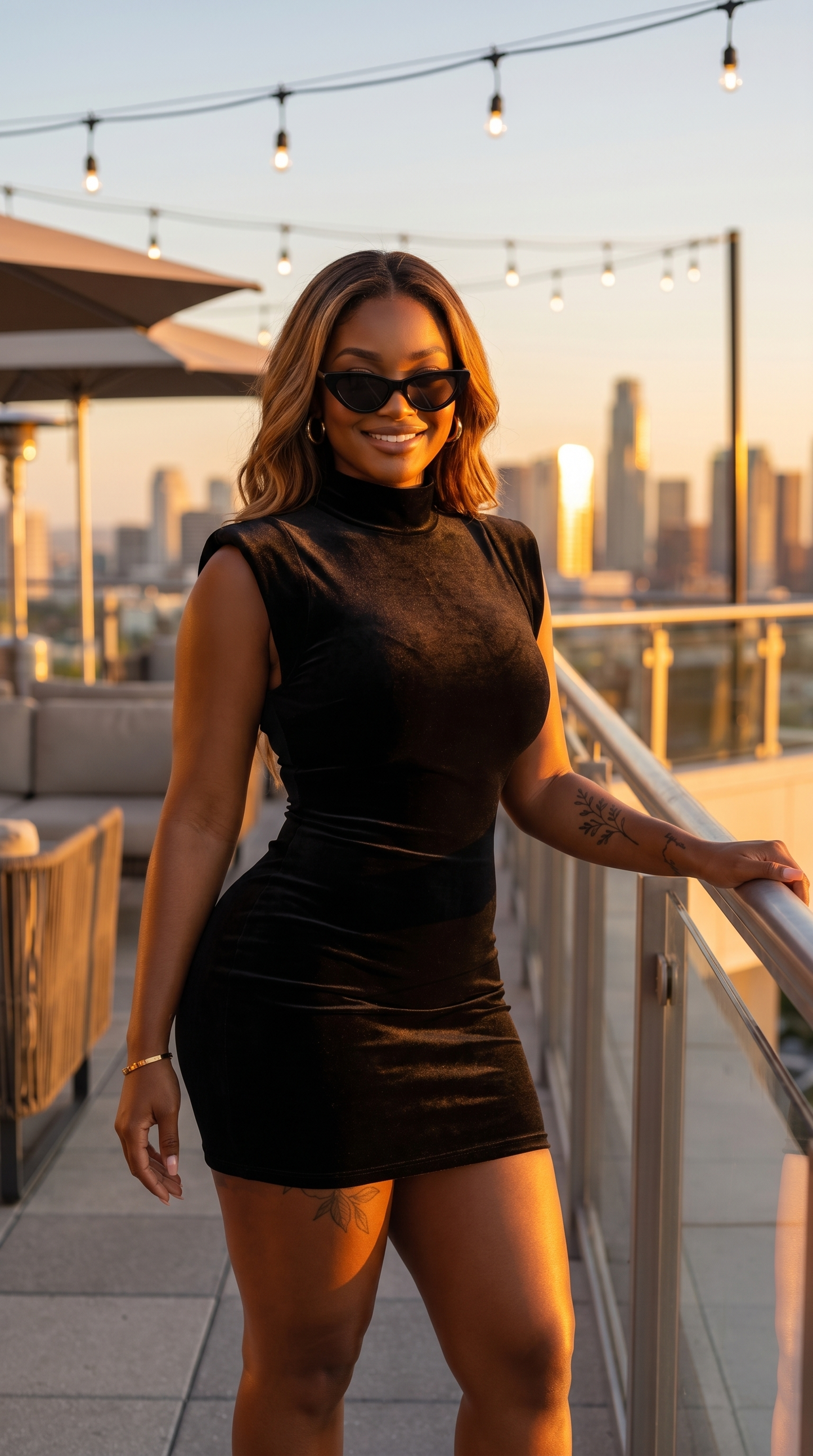 Black Velvet High-Neck Mini Dress